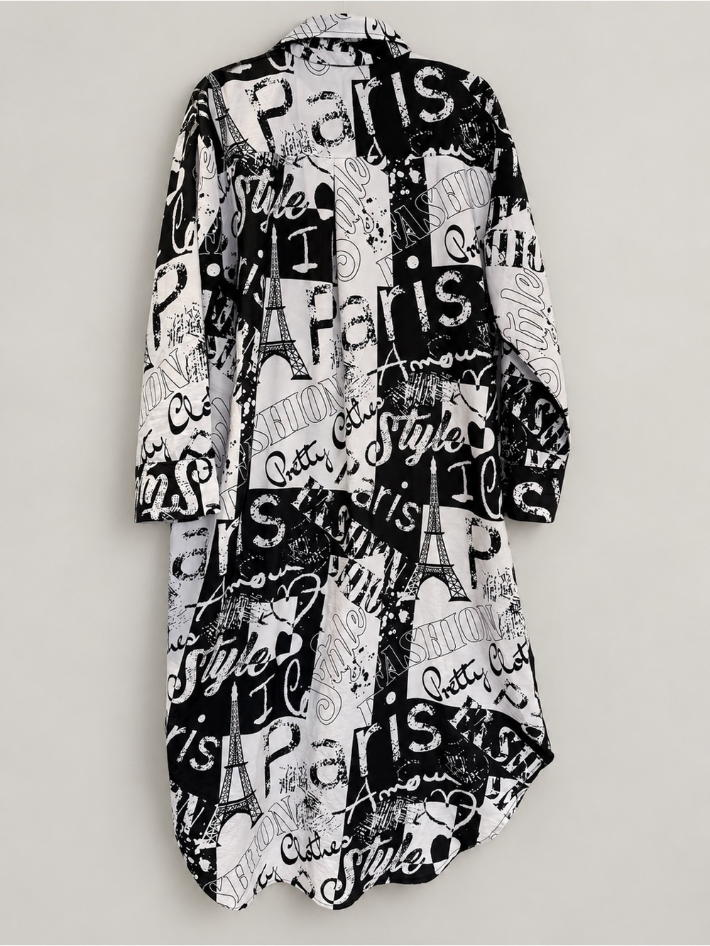 Live 4 Truth Paris Print Button Front Shirt Dress Duster L - Picture 5 of 7